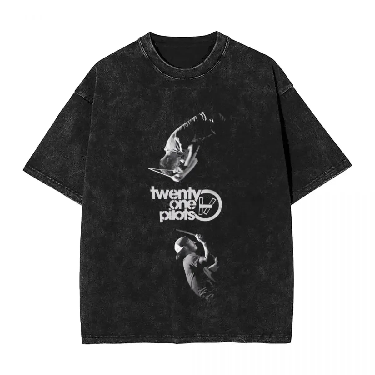 Washed Hot Stamping Print T-Shirt Twenty One Pilots Women Men Unisex Harajuku Cotton Oversized Tshirt Band Short Sleeve Top Tees