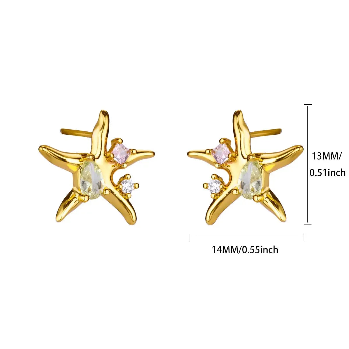 ICFTZWECN Vintage Starfish Stainless Steel Stud Earrings
