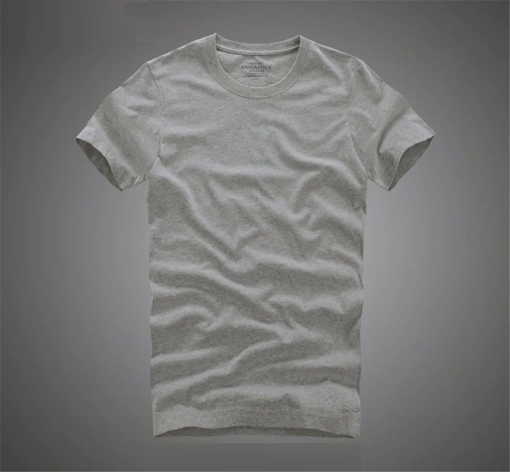 Men Tshirt 100% Cotton Solid Color O-Neck Short Sleeve T shirt Male High Quality Tops Soft Clothing