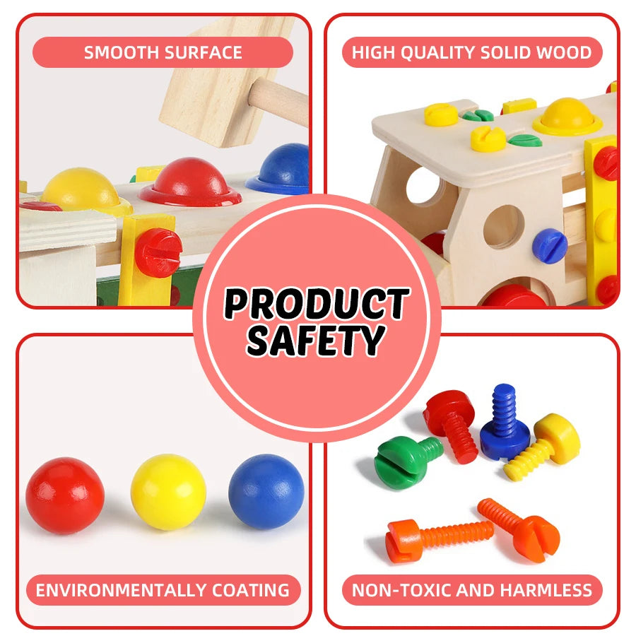 Edutree Wooden Screw Car Toys Montessori Tools Set Kit