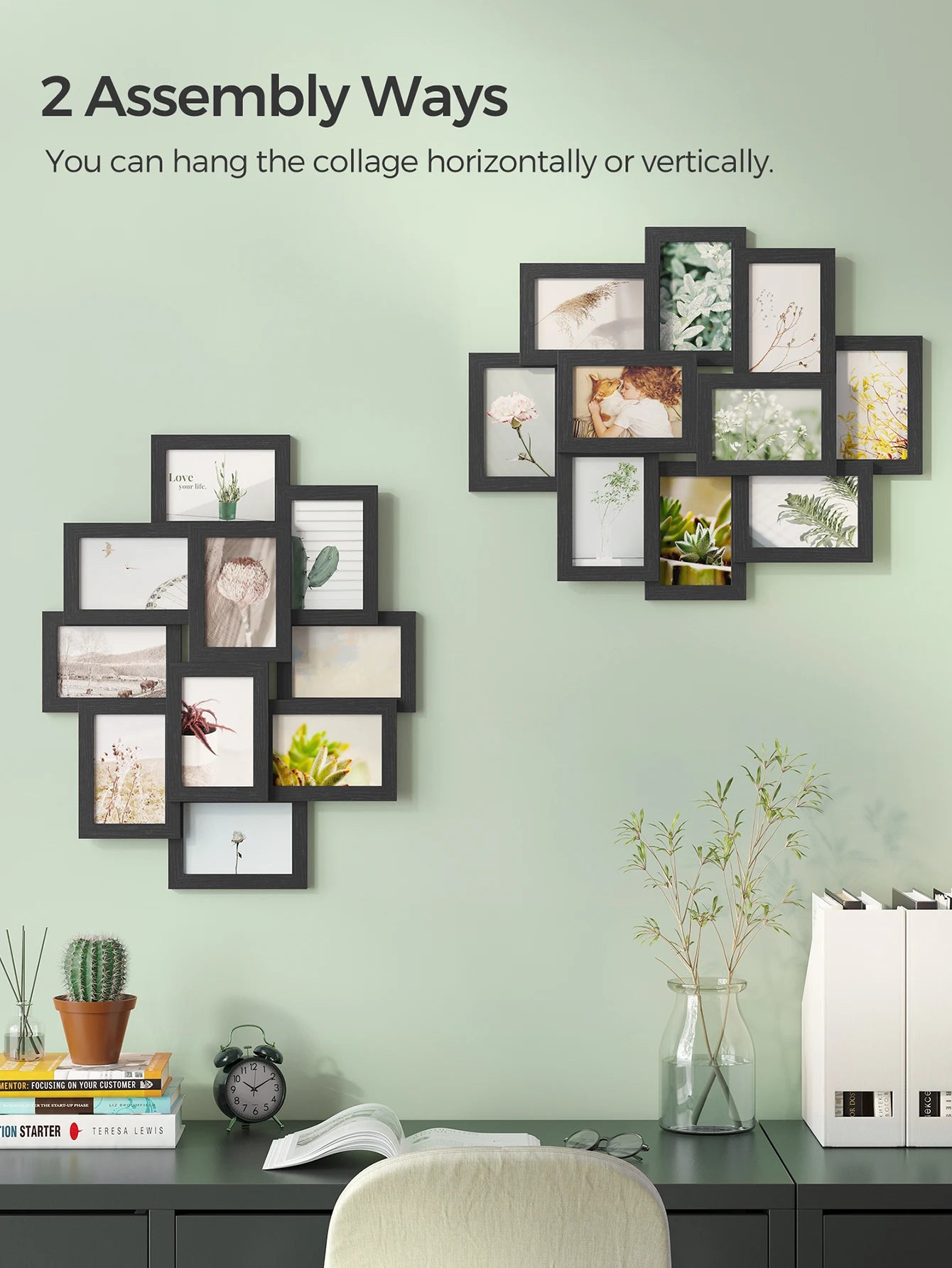 SONGMICS 10 PremiumQuality Hardwood Interlocking Collage Frames For GalleryWallDecor