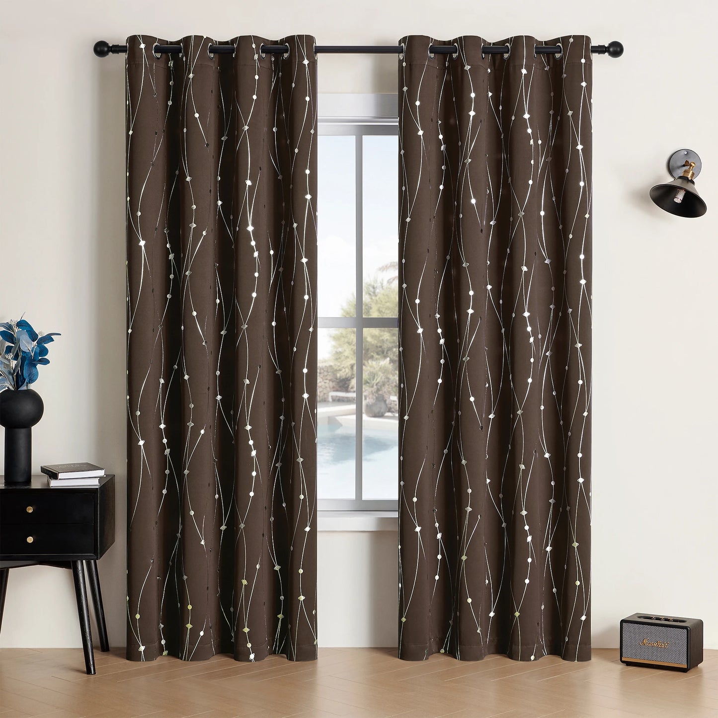 Zhejiang Craft Of Weaving Sliver Print Blackout Curtains 2