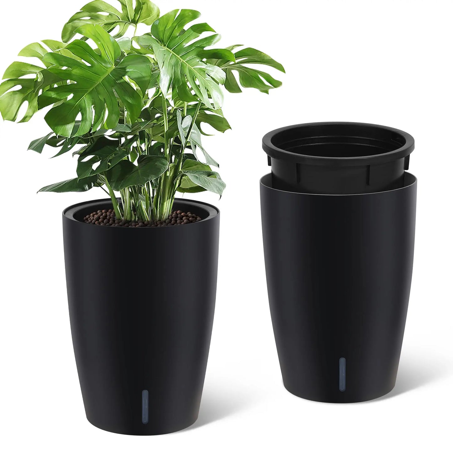 HiMISSH Self Watering Planters Set Of 2 With Built In Drainage And Visual Water Level Design