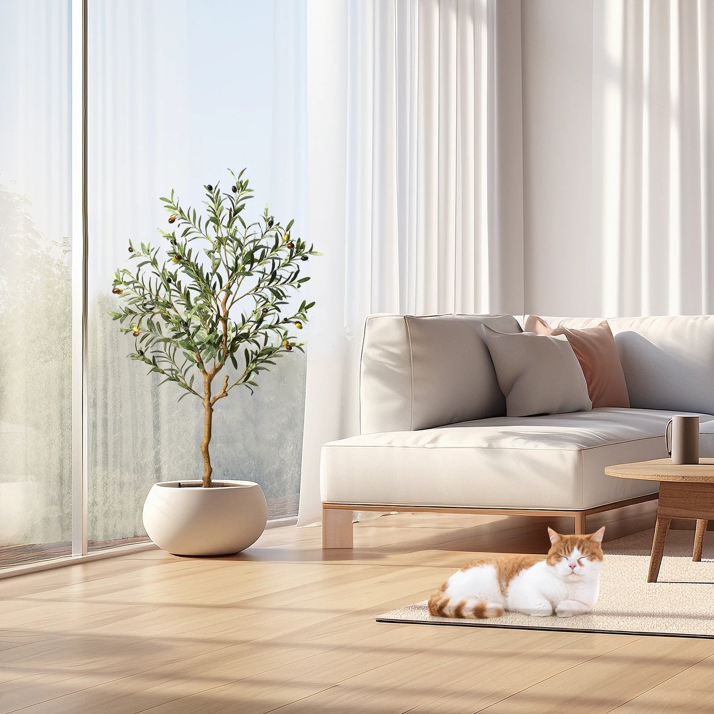 1Pc/2Pcs Artificial Olive Tree 4ft / 5ft / 6ft, Large Artificial Plants Fake Plastic Plants in Pot for Home Bedroom Decor