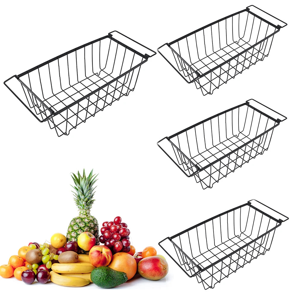 MOJOYCE 4 Pack Stackable Wire Baskets Multiuse Pantry Bins