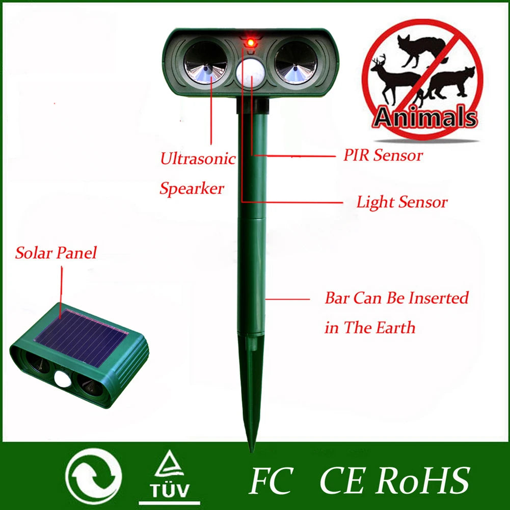 Hign-concerned Ultrasonic Solar Powered Animal Deterrent