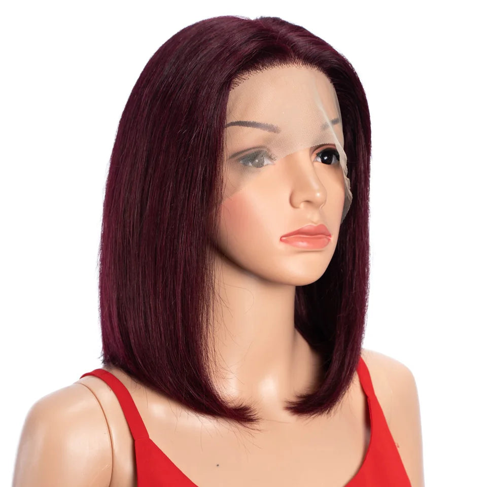 Remy Bob Lace Front Wig Straight Human Hair Lightweight