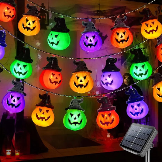 Peach Forest Solar Pumpkin Lights 20 LED 8 Modes Decor