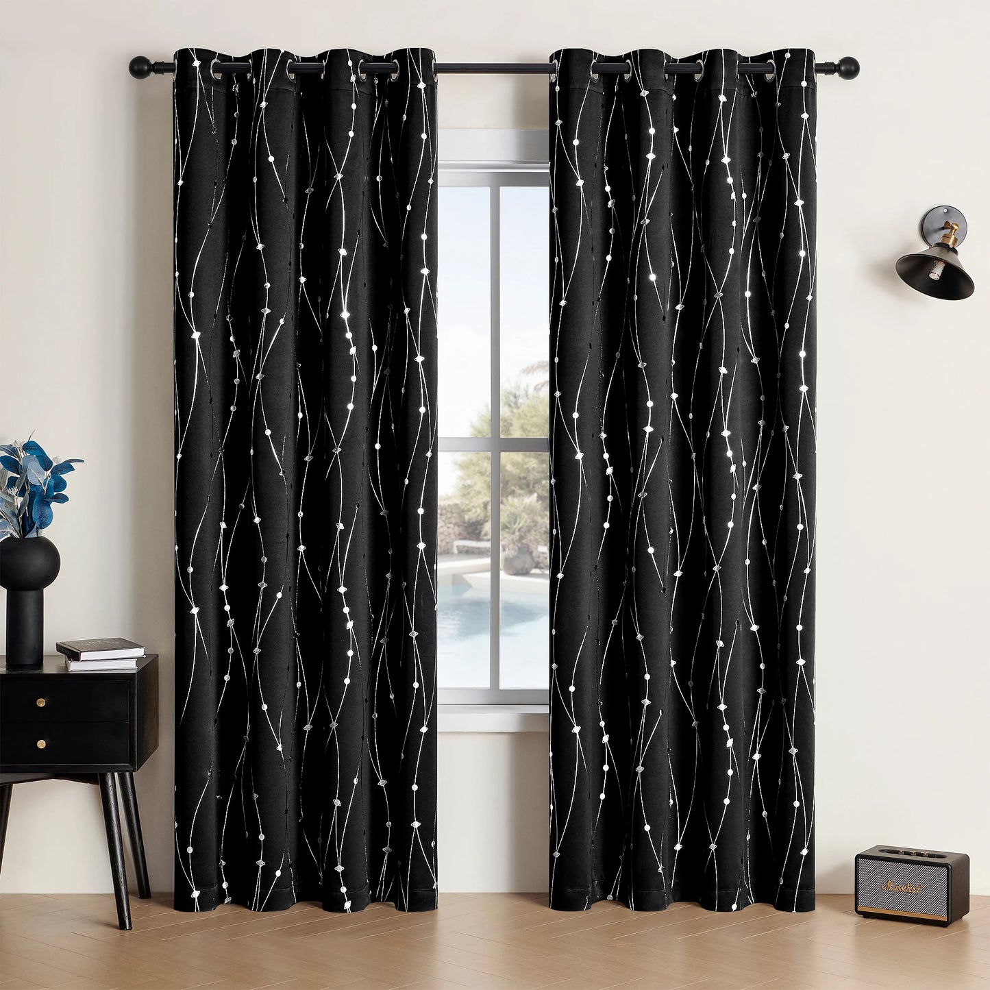 Zhejiang Craft Of Weaving Sliver Print Blackout Curtains 2