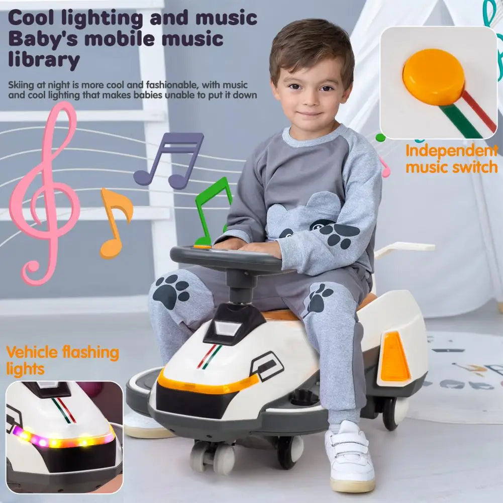Electric Wiggle Car With Lights Music And Helmet Toy