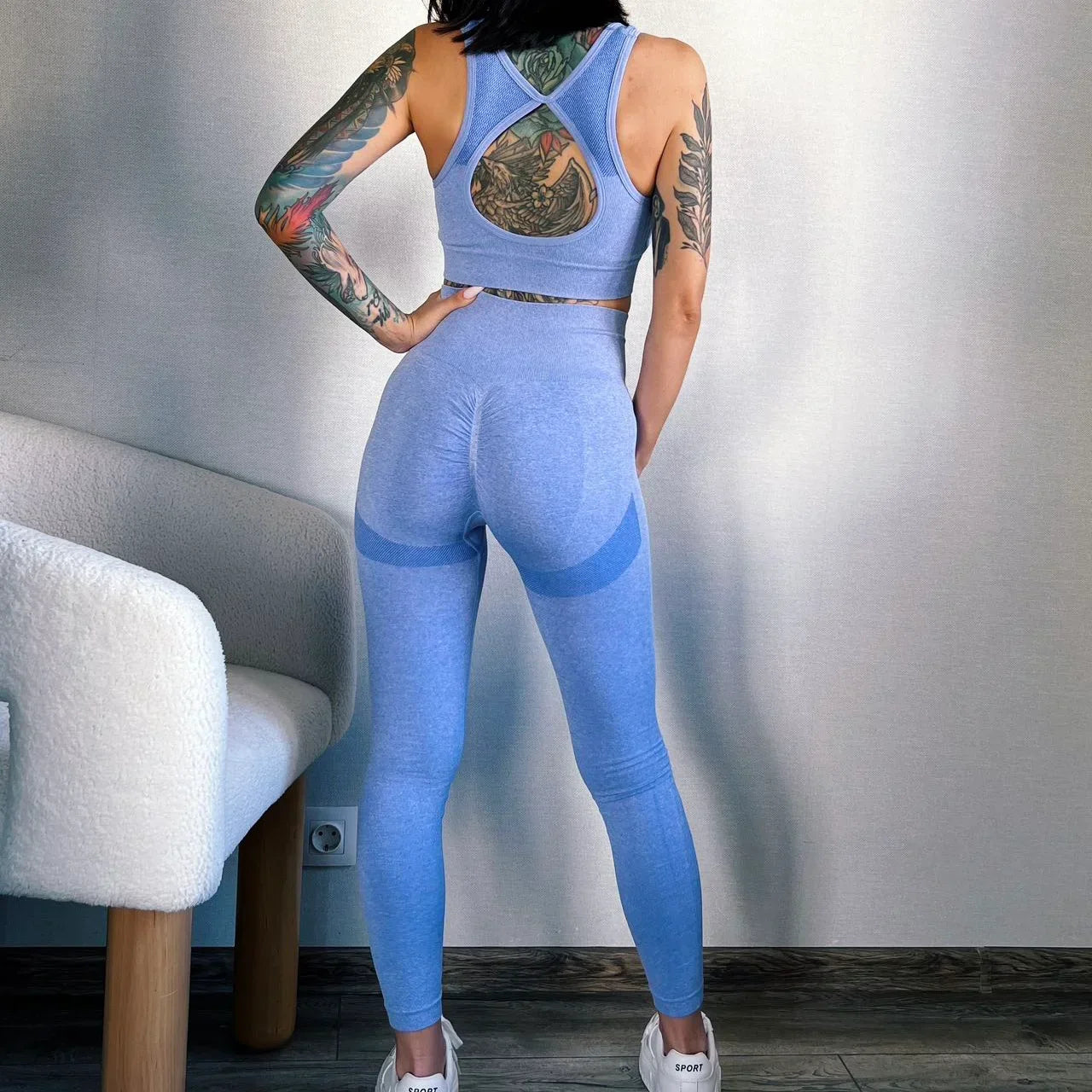 Mileegirl Women Yoga Set Hollow Back Hip Lifting Shorts