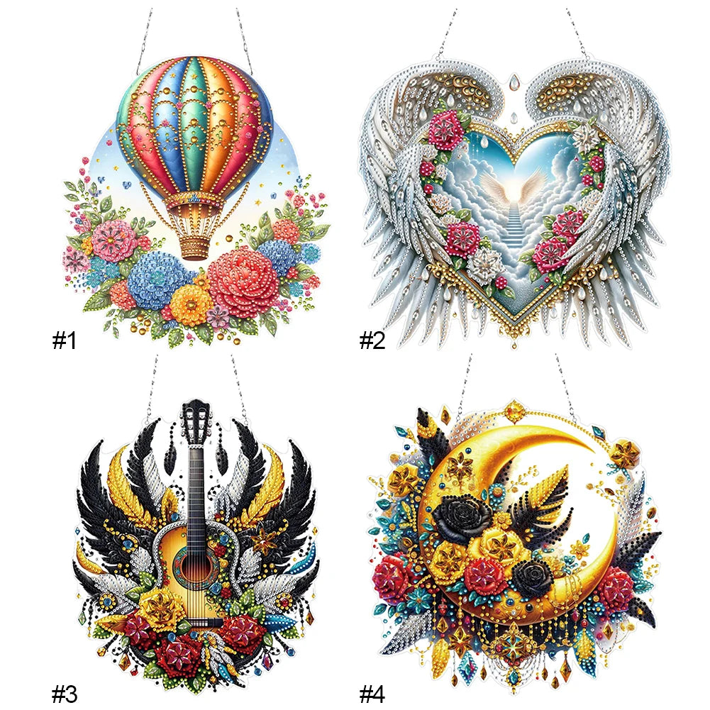 Alloet Acrylic 2D Flat DIY Diamond Painting Set Rhinestone Art Window Pendants Deco