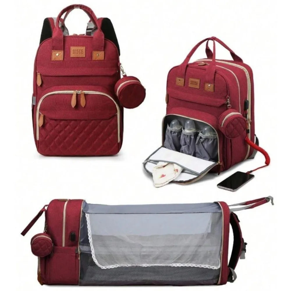 RsenFremior Diaper Bag Backpack With Changing Station And Bed