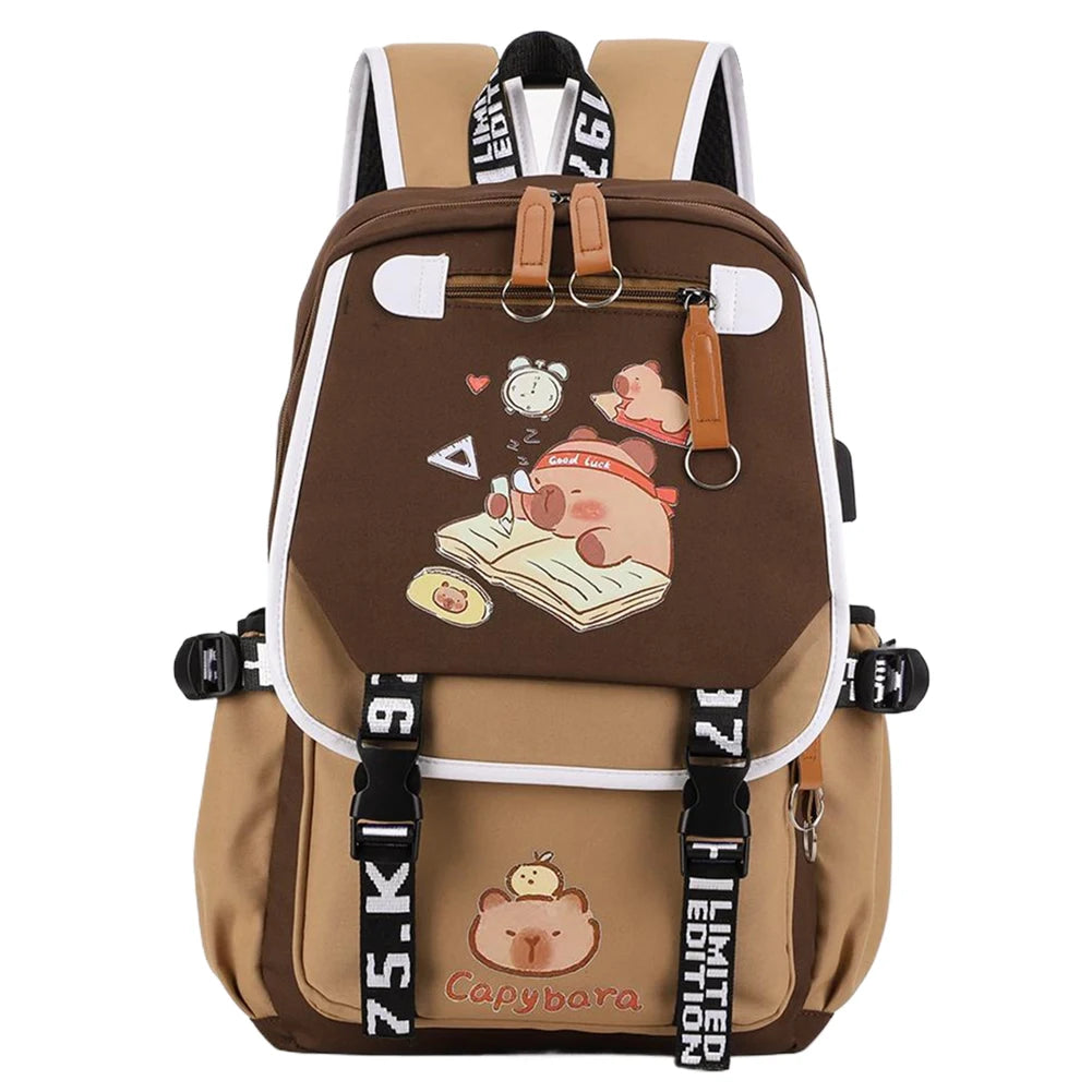 Capybara Backpack Unisex School Book Bag With Adjustable Straps