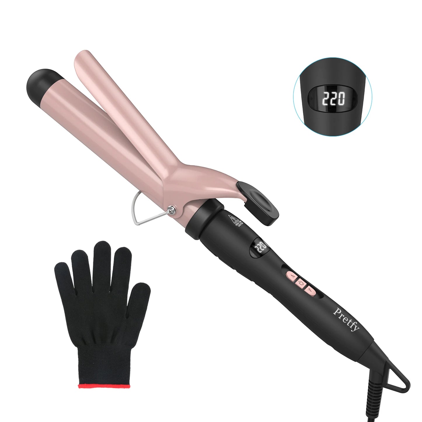 Hair Curling Iron Hair Curler Temperature Adjustable LCD Temp Display Hair Styling Tool Anti-scald Auto Shut-Off