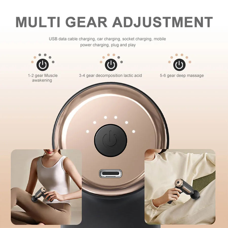 Fitness Massager Fascia Gun Electric Massager With 4 Replaceable Heads