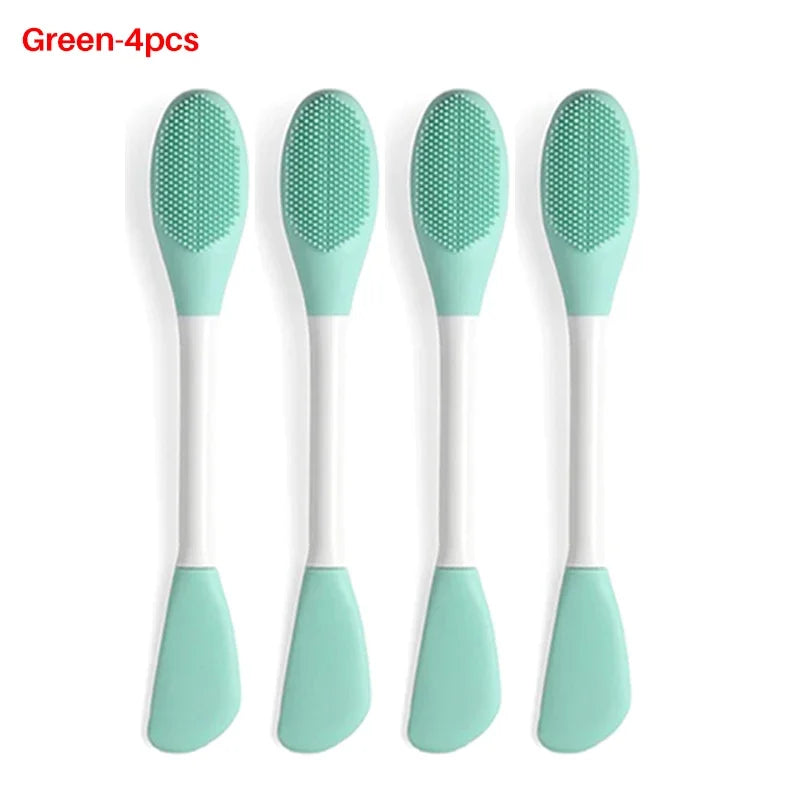 8/4/2pcs Silicone Face Mask Brush 2 in 1 Double-Head Manual Cleansing Brushes Facial Scrubber Mud Film Applicator Skin Care Tool