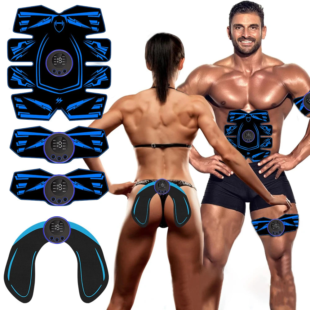Professional EMS 8-Pad Ab Trainer and Muscle Stimulator with Vibration for Abdominal Toning, Home Fitness Equipment