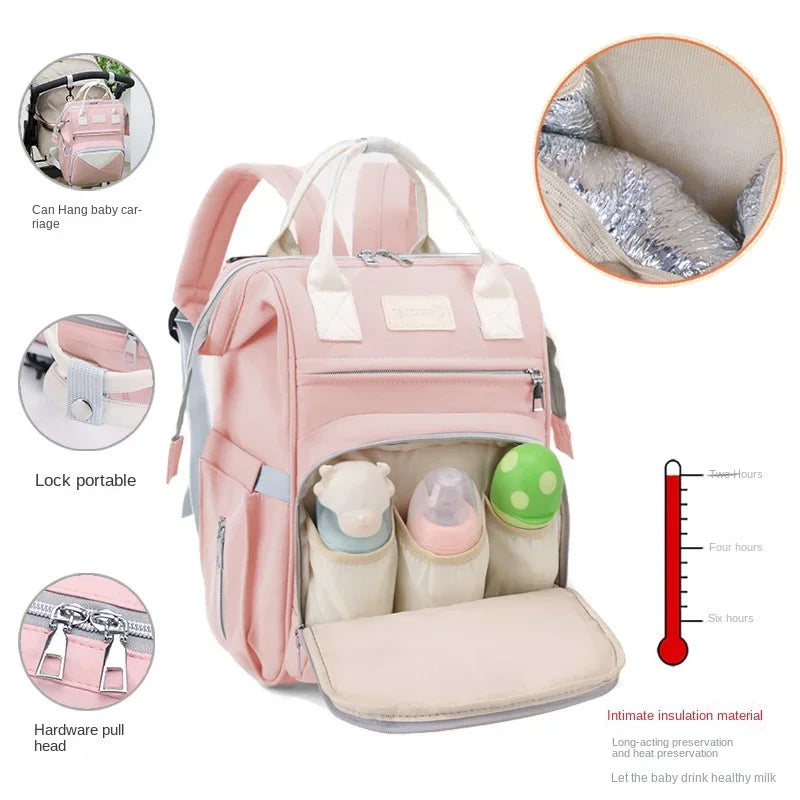 Macroupta Mommy Diaper Bag Backpack For Stroller With Changing Mat