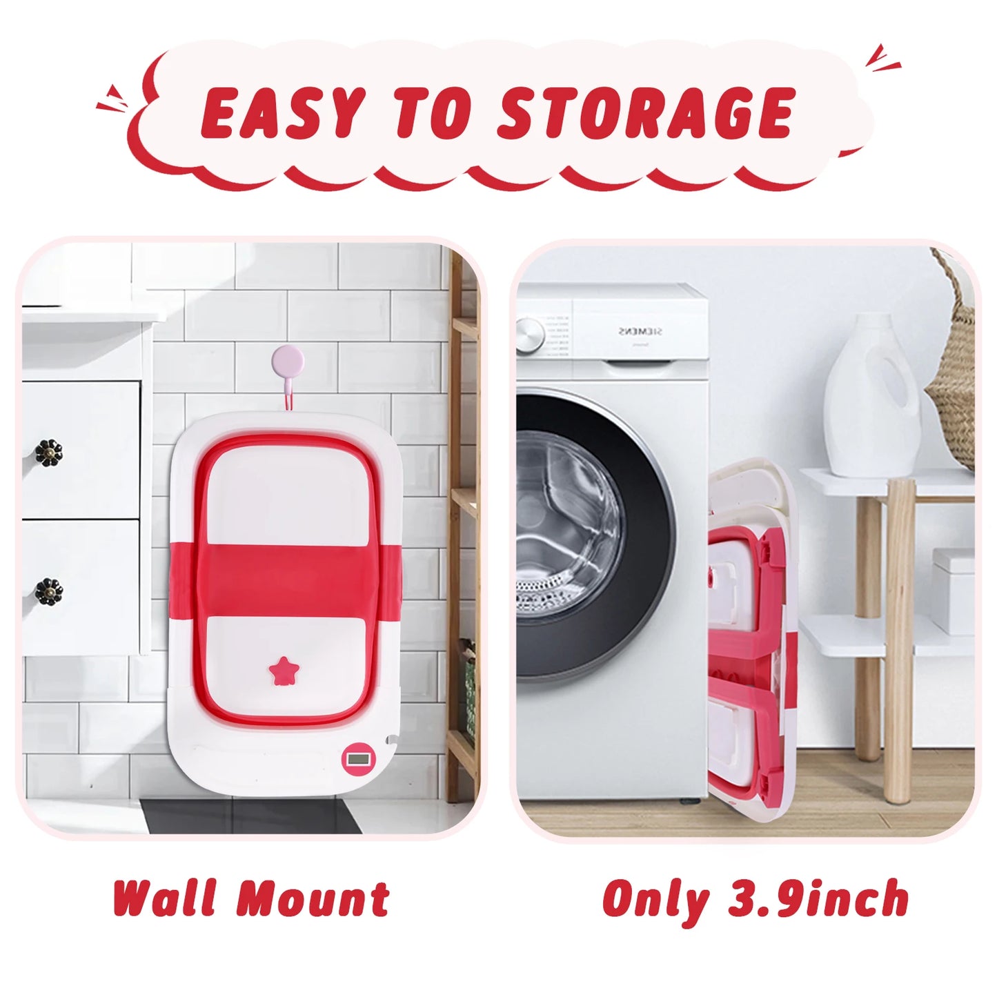 Hign-concerned Newborn-To-Toddler Baby Bathtub With Cushion And Thermometer Portable Tub