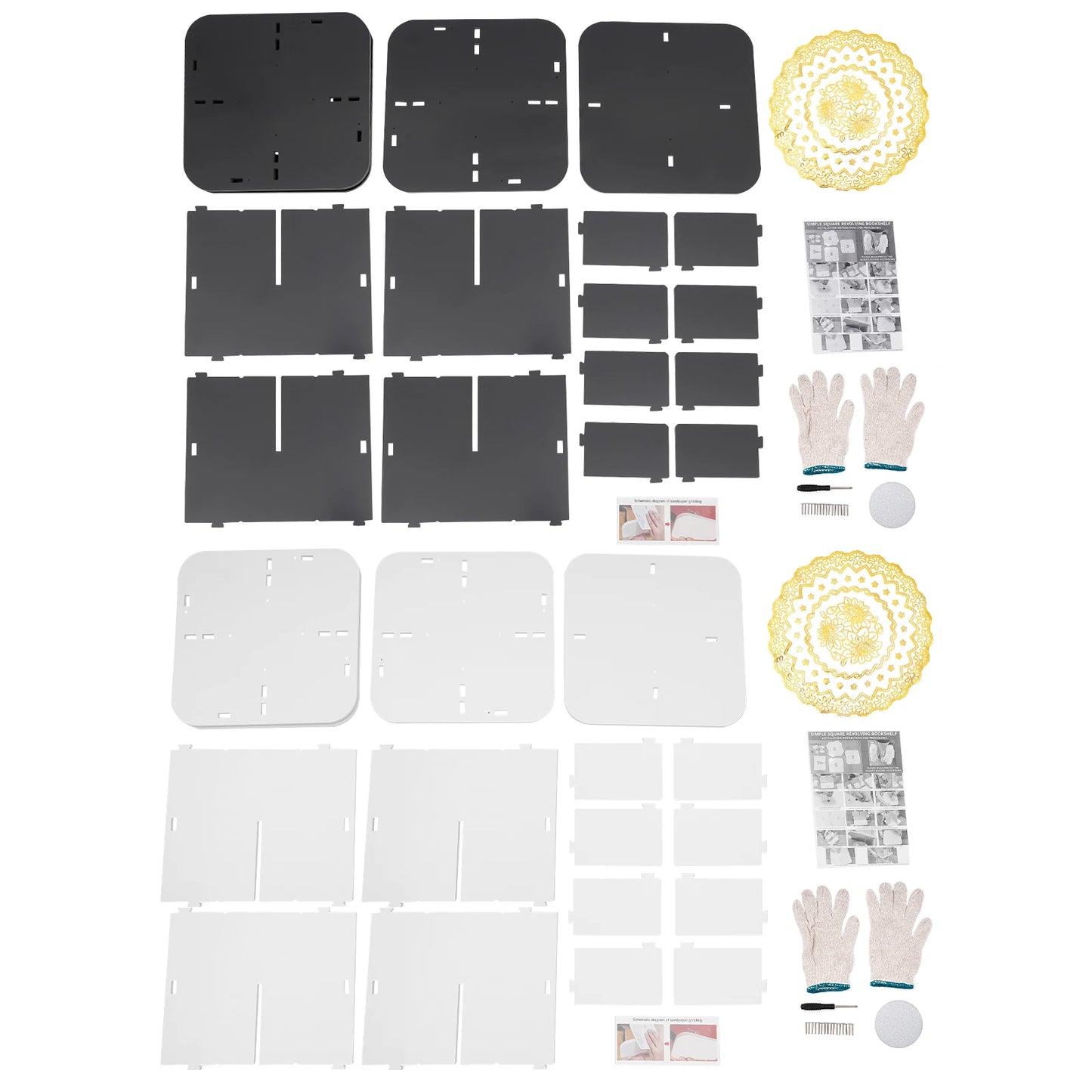 Bymaocar 360 Degree Rotating Bookshelf Two Tier Corner Bookcase