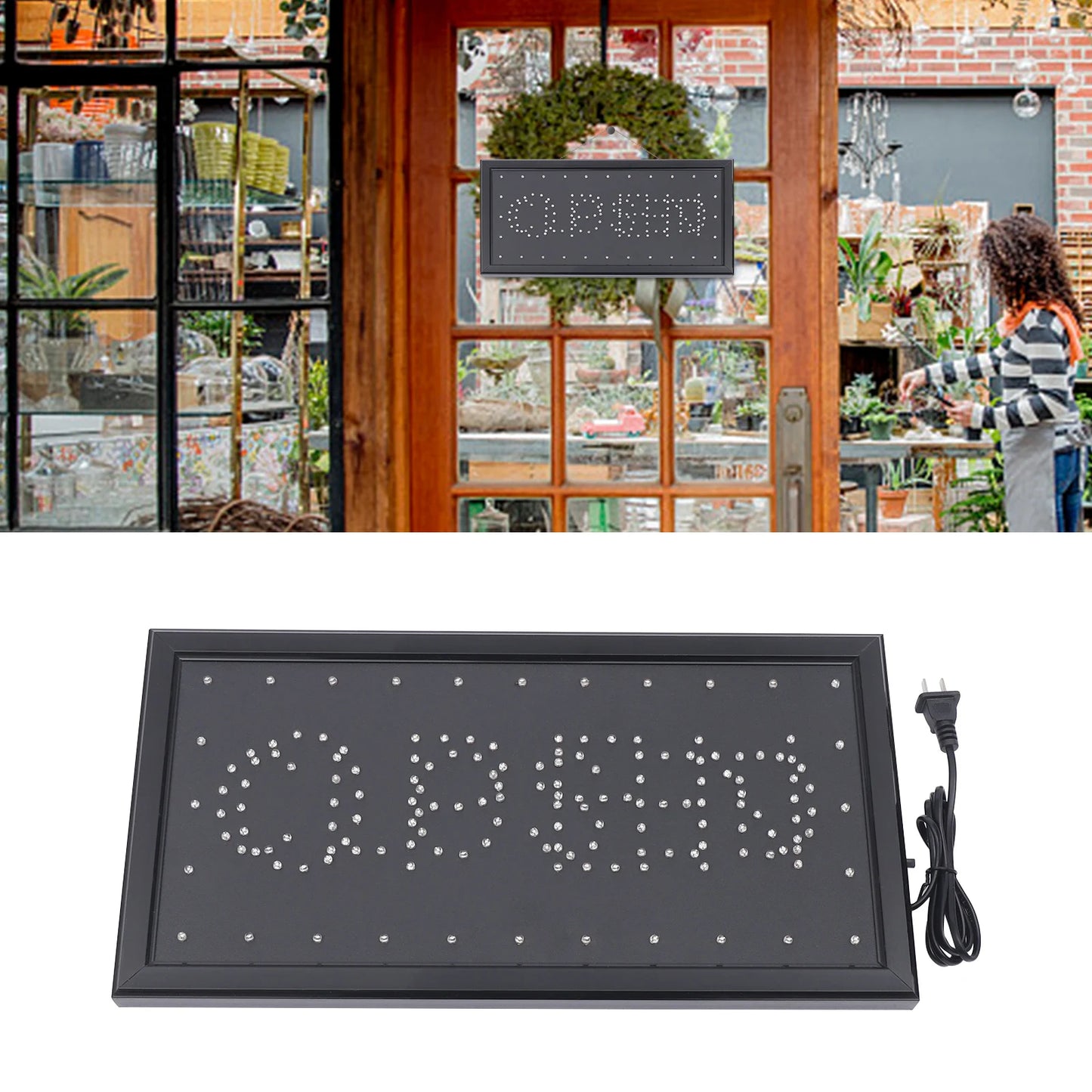 Chain Neon Open Closed Sign LED Window Hanging Business Sign With Chain Mount Illuminated