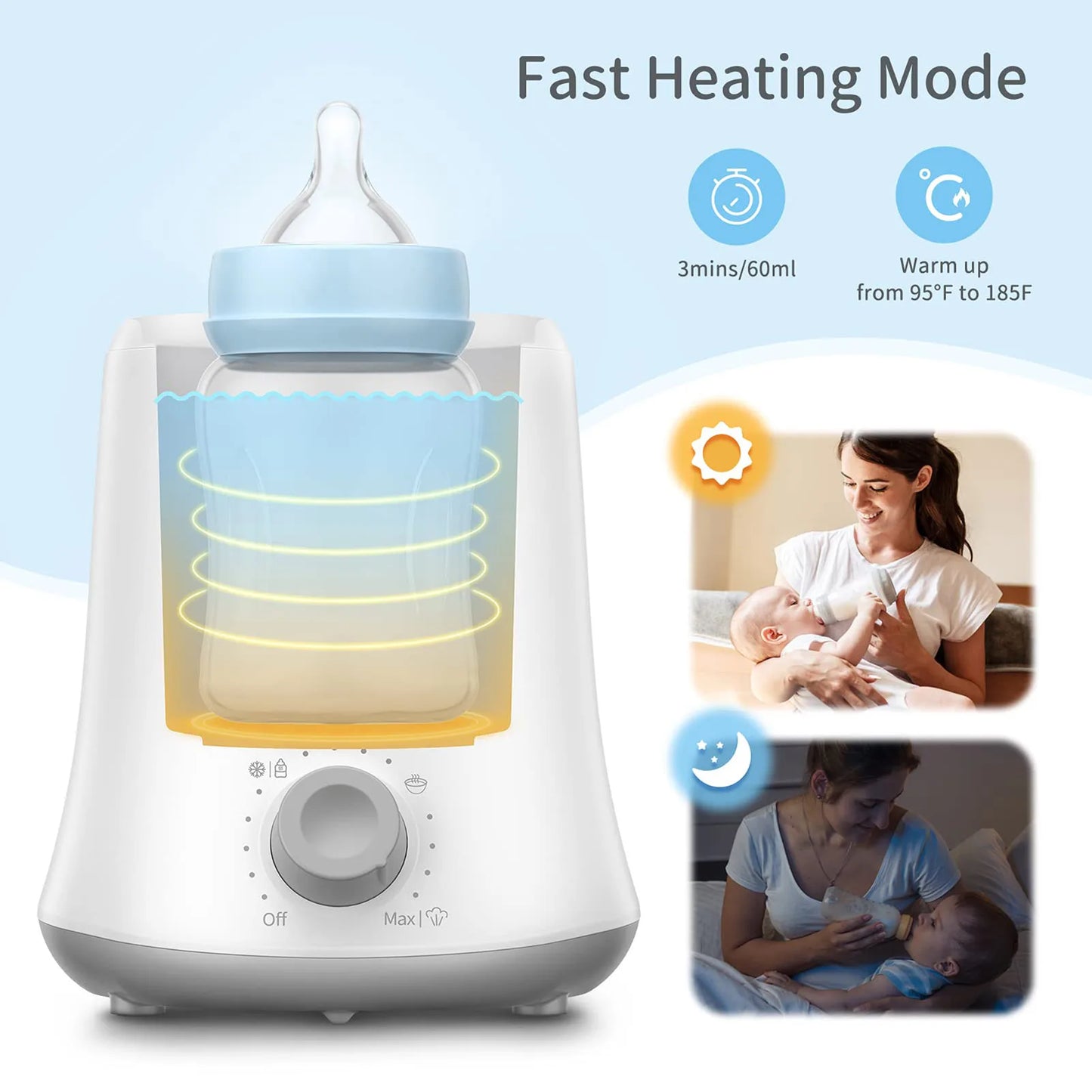 Kisdream Milk Warmer Multifunctional Baby Bottle Warmer Auto Shut Off