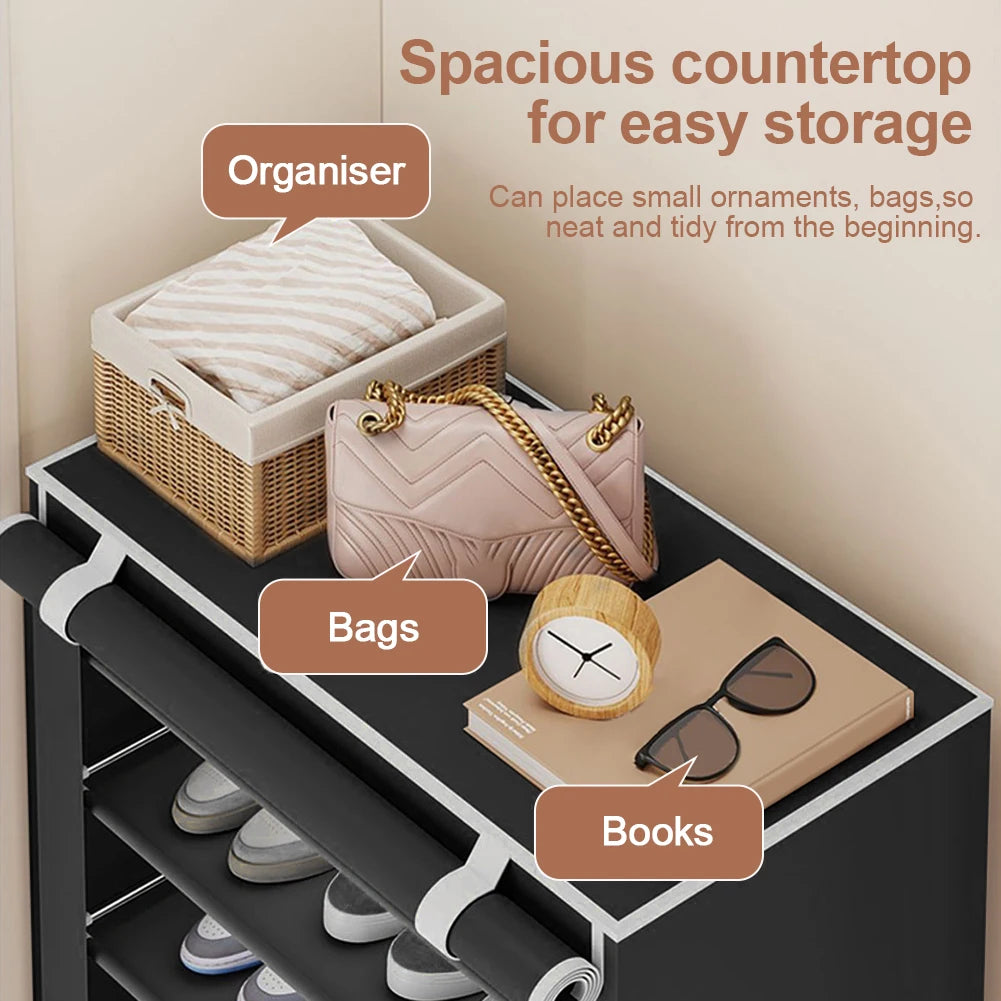 High-concerned 10-Layer Fabric Cover Shoes Cabinet Dustproof Rack