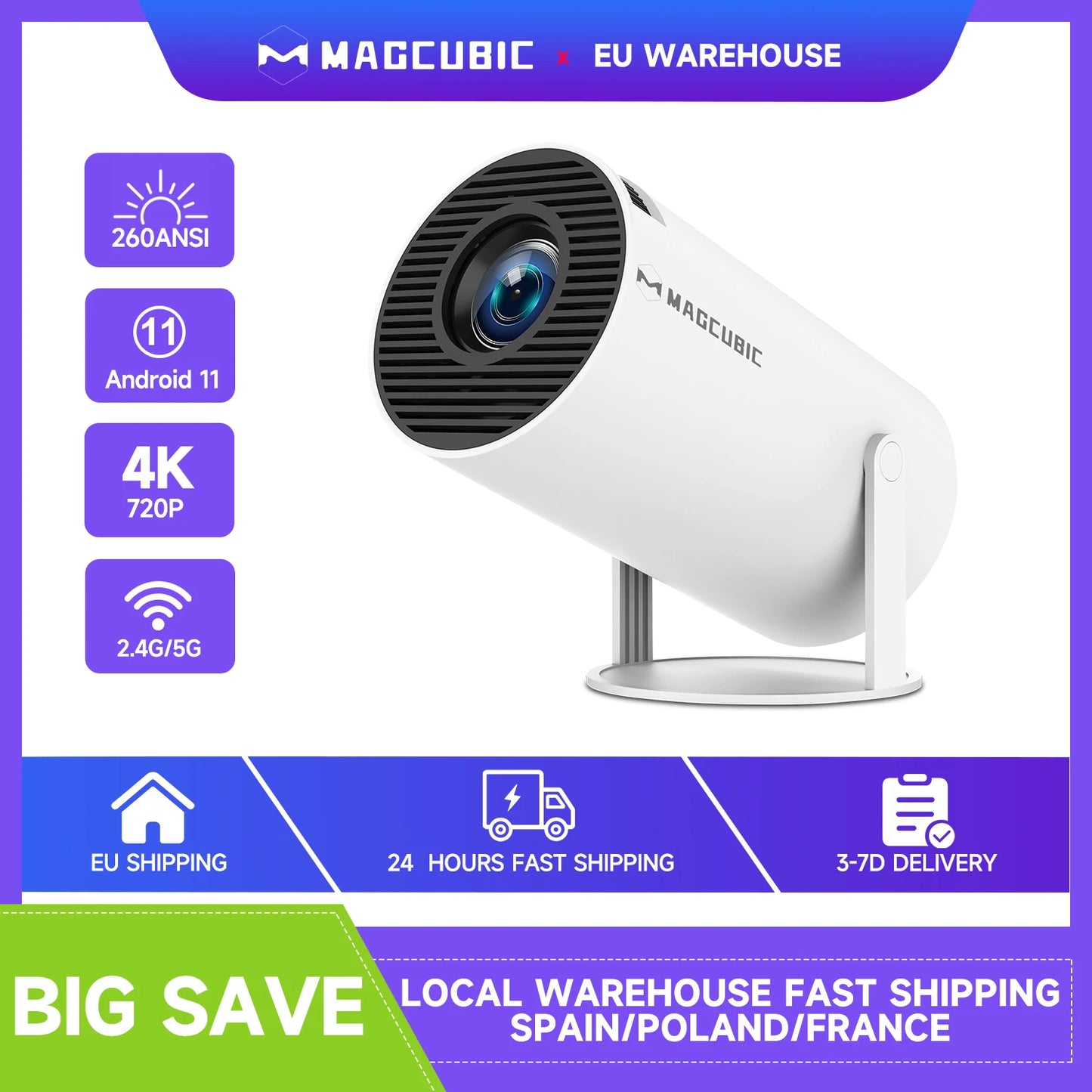 Magcubic Transpeed Android 11 WiFi 6 Projector Home Theater