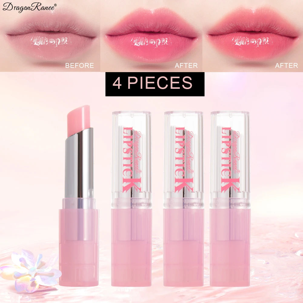 4-piece colored lipstick, long-lasting moisturizing, moisturizing, non discoloring, non staining cup, waterproof warm changing l