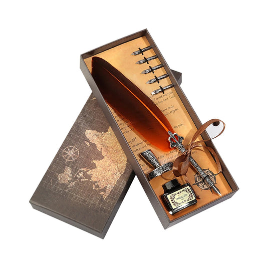 Feather Dip Pen Retro Calligraphy Set Quill Fountain Pens