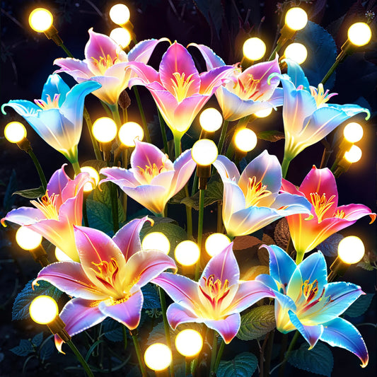 KPSTEK Solar Lily And Firefly Lights Outdoor Decor Gift