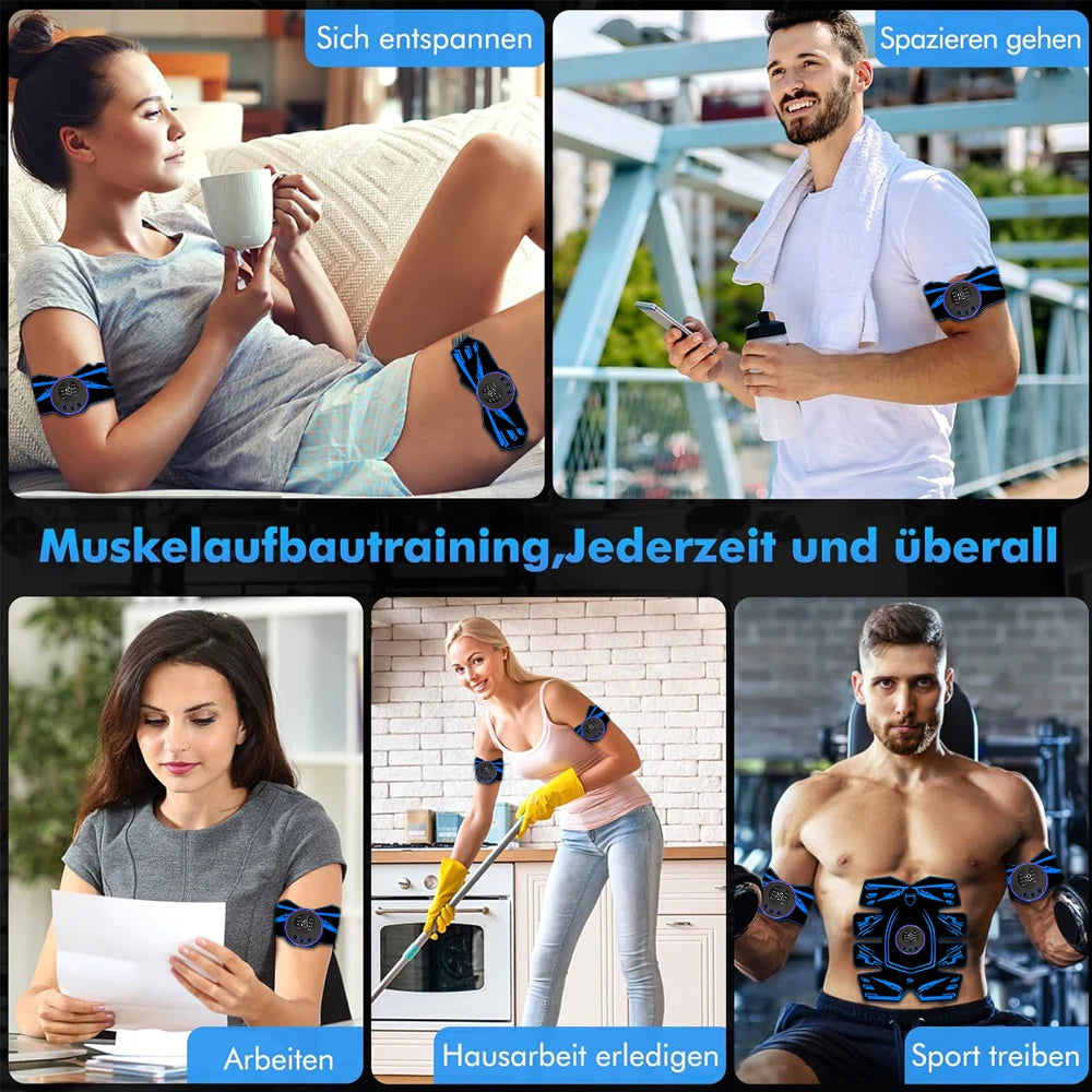 Professional EMS 8-Pad Ab Trainer and Muscle Stimulator with Vibration for Abdominal Toning, Home Fitness Equipment