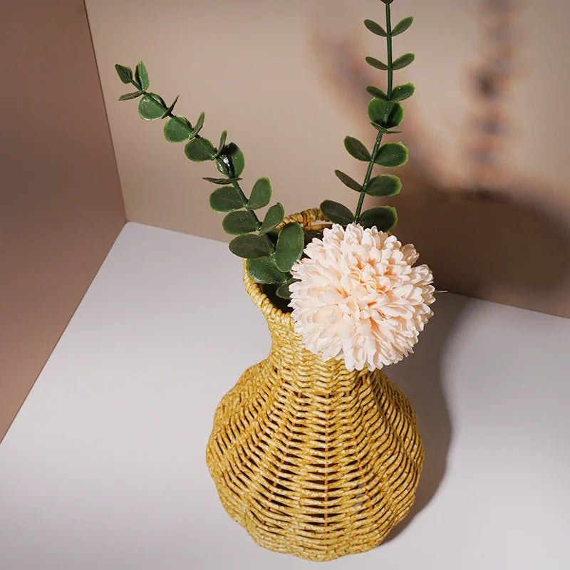 Function Japanese Handwoven Desktop Vase Arrangement Basket Zen Decor