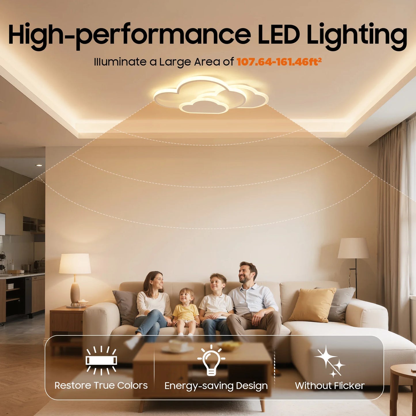 Cloud Shaped LED Ceiling Light Acrylic For Living Room