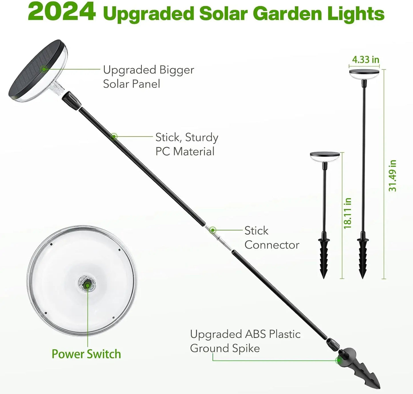 6Pack Solar Garden/Path Lights, 40Lumens, 14Hrs, 31" Tall, Auto On/Off for Yard/Patio/Path/Lawn