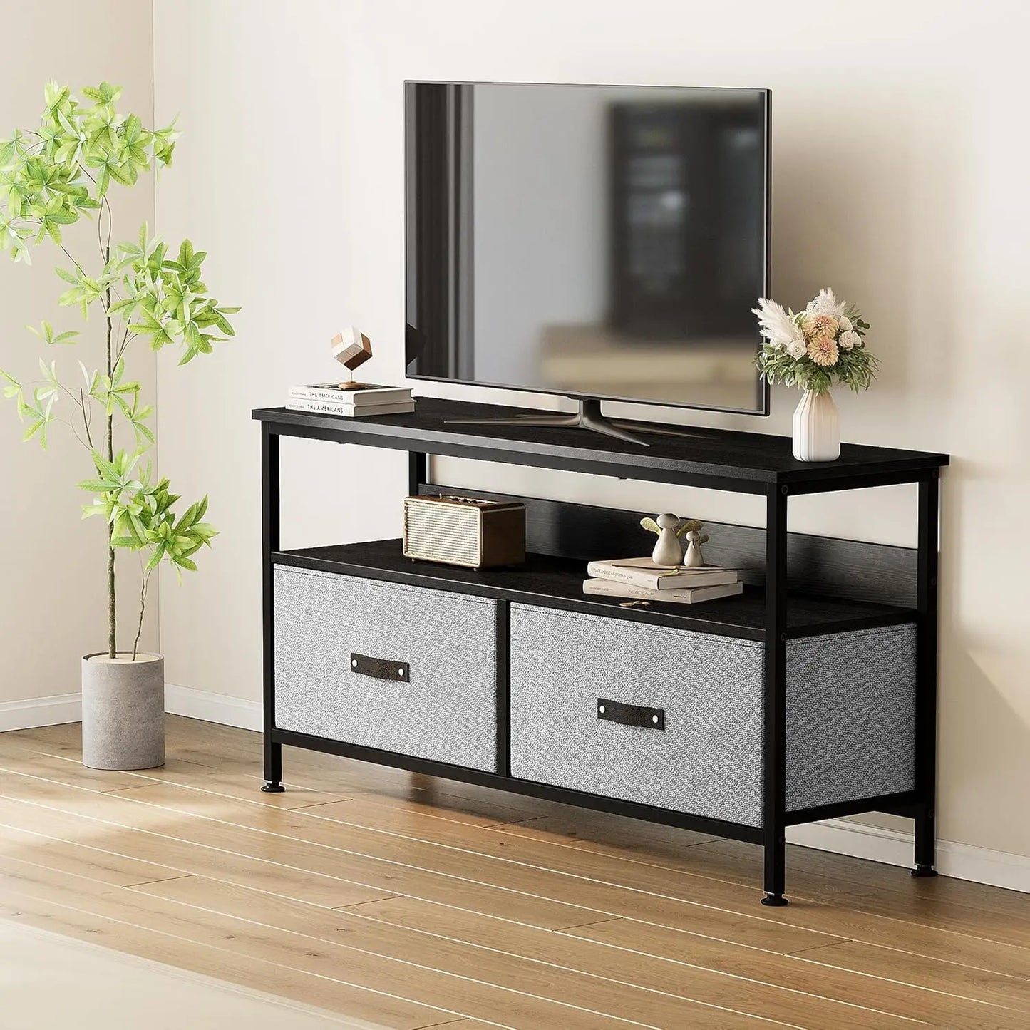 TWISTER.CK TV Stand With Storage Two Drawers For Living Room