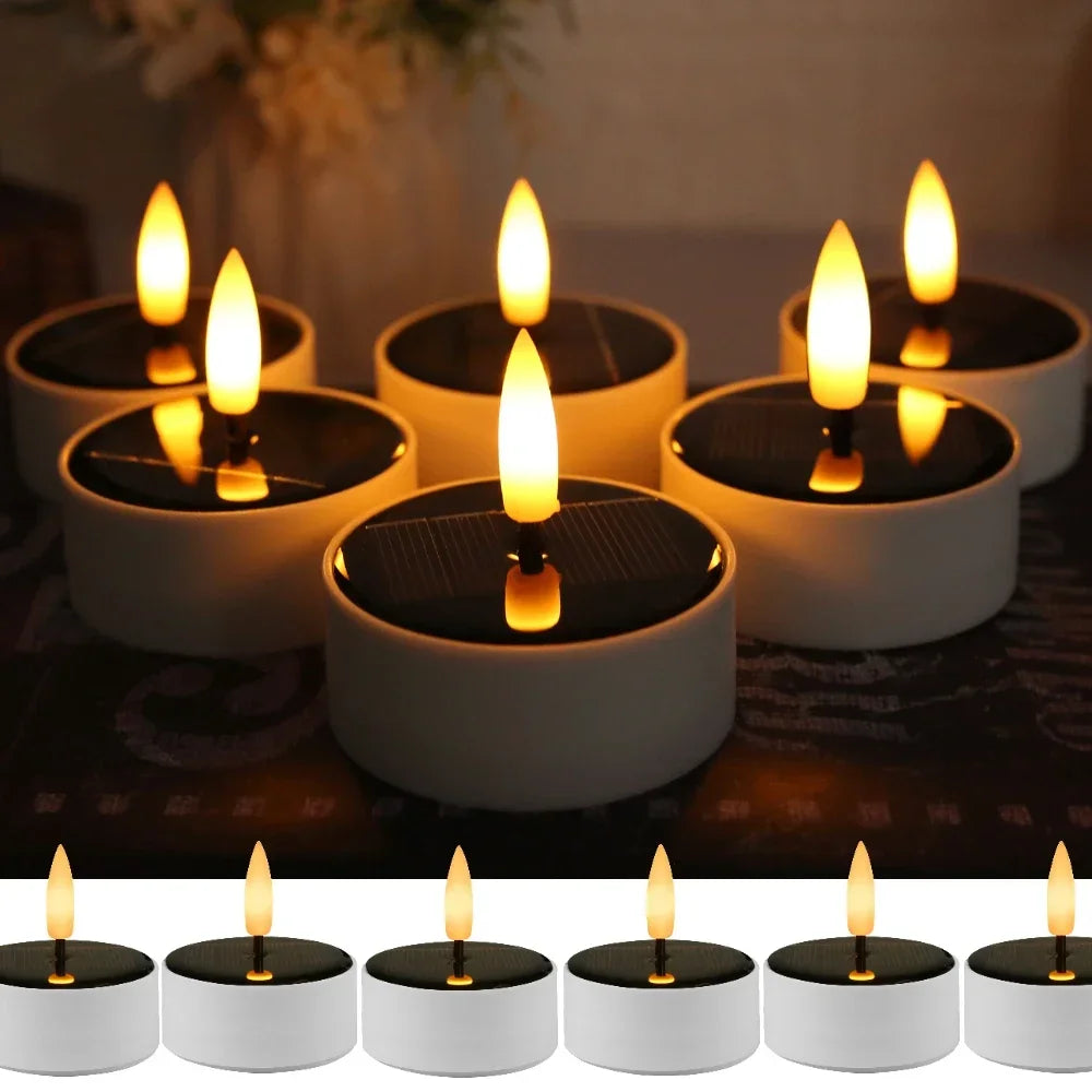 Yeahmart Solar Candle Set Led Flickering Tea Lights Lamp