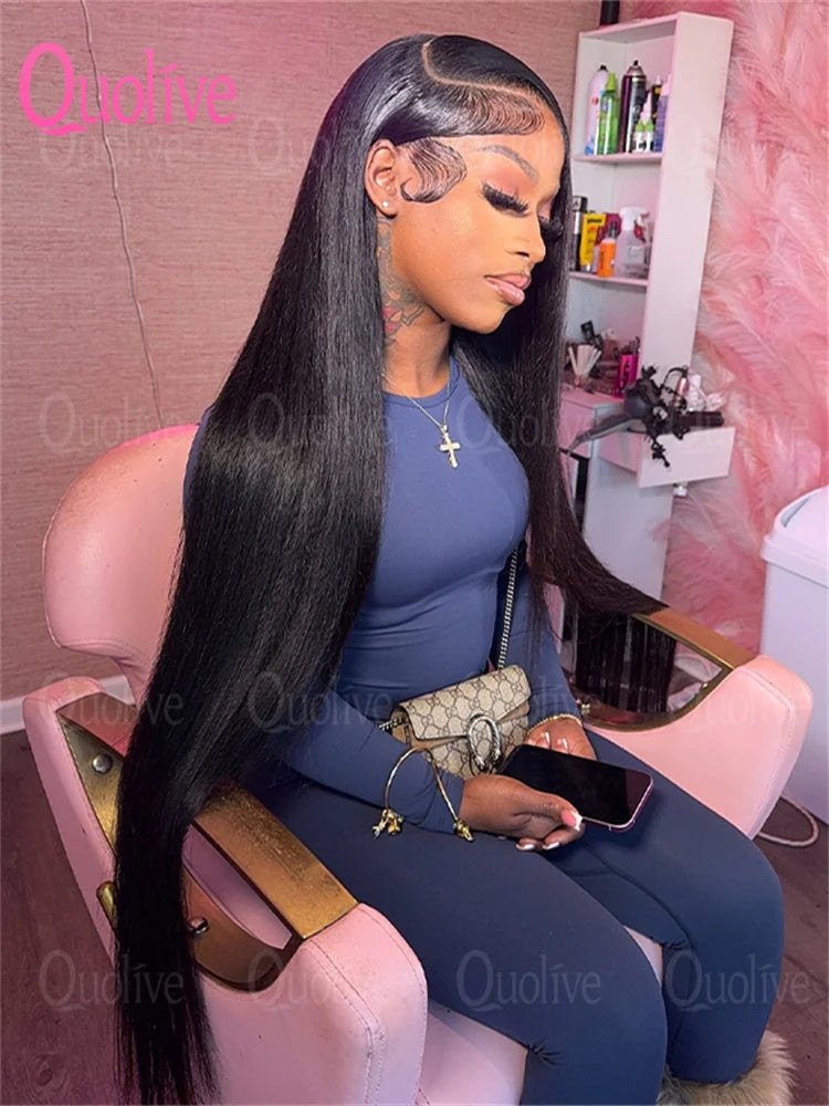 Quolive Brazilian Hair Lace Front Wig HD Transparent Swiss Lace