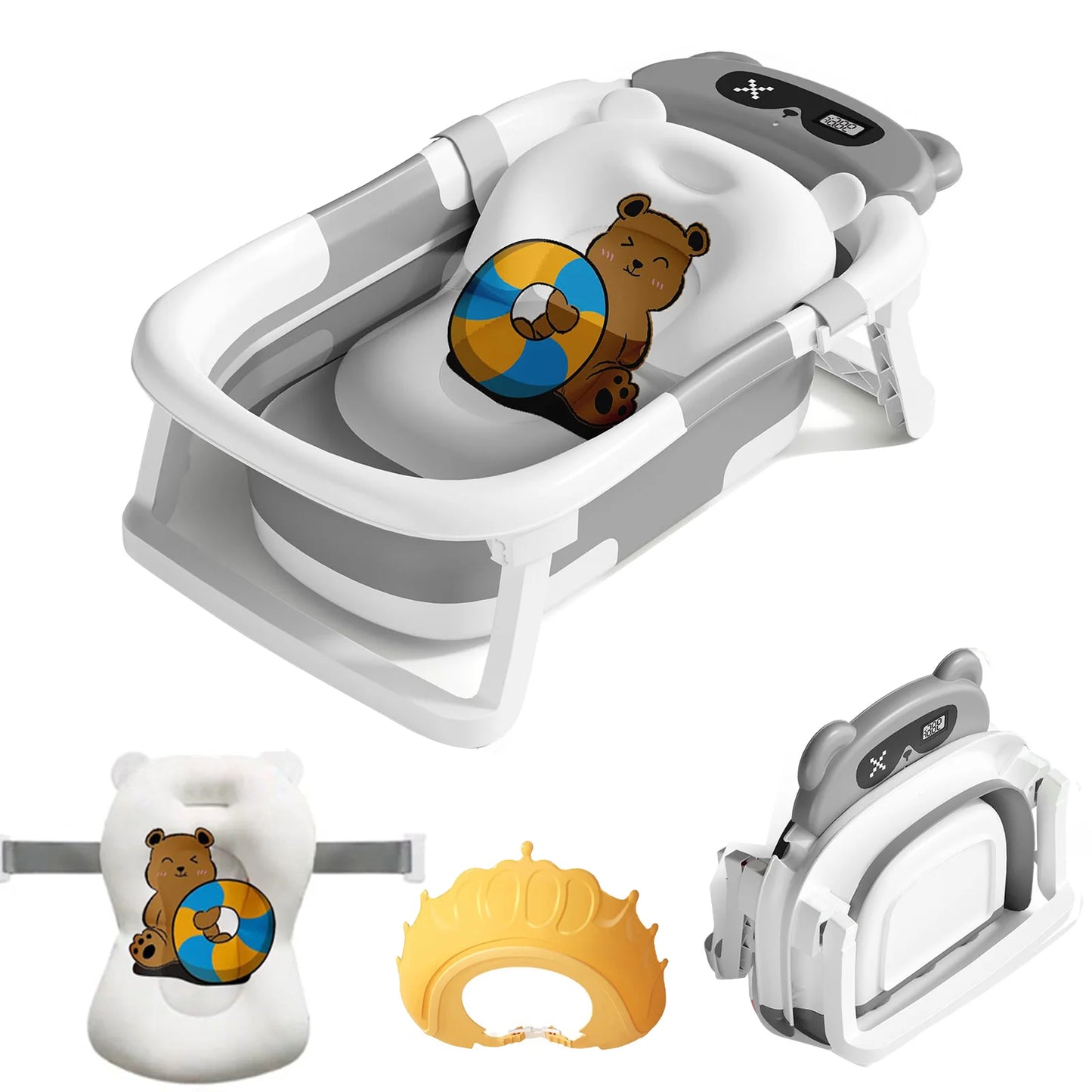 Foldable Baby Bath Tub With Cushion And Thermometer