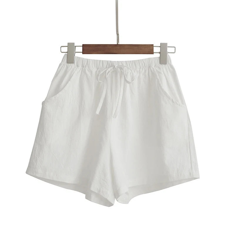 Milatwins Cotton Linen High Waist Women's Casual Shorts