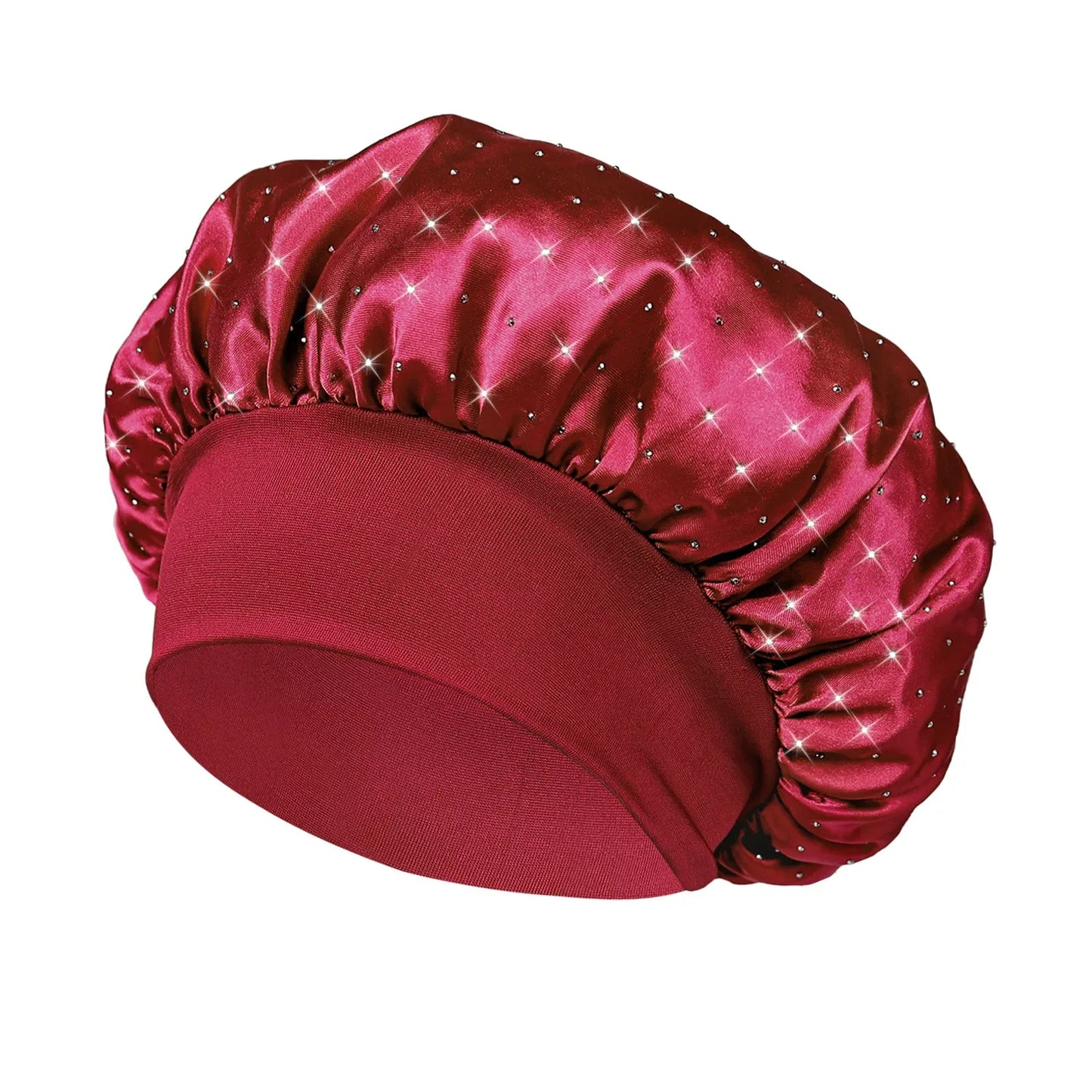 KYDZSWCN Satin Rhinestone Sleep Bonnet Headwrap Wide Band Cap