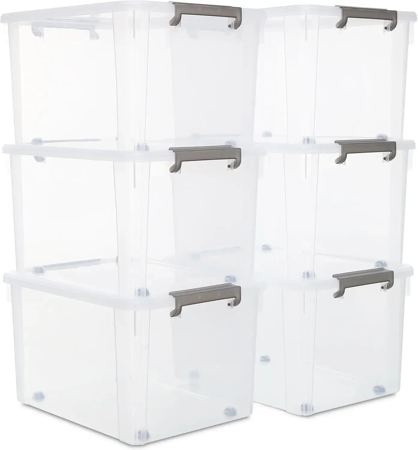 Citylife 6 Packs Plastic Storage Bins With Lids Stackable