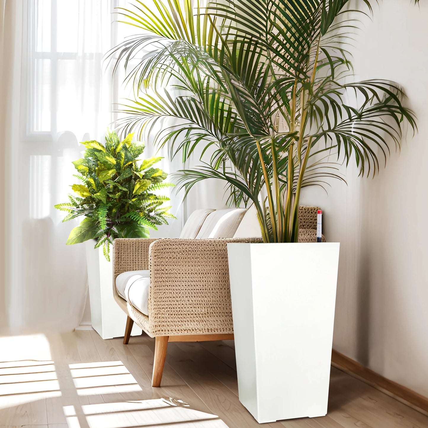 TWISTER.CK Planter Set With Shelf Insert For Indoor And Outdoor Garden Pots Durable Resin