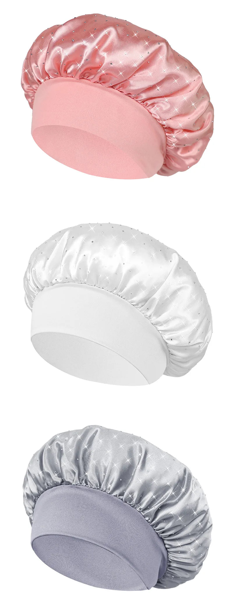 KYDZSWCN Satin Rhinestone Sleep Bonnet Headwrap Wide Band Cap