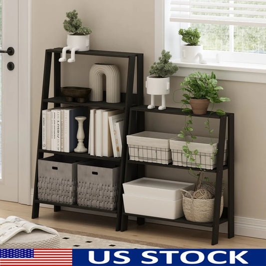 XMSJ Ladder Bookcase 3 Tier Display Shelf for Small Spaces