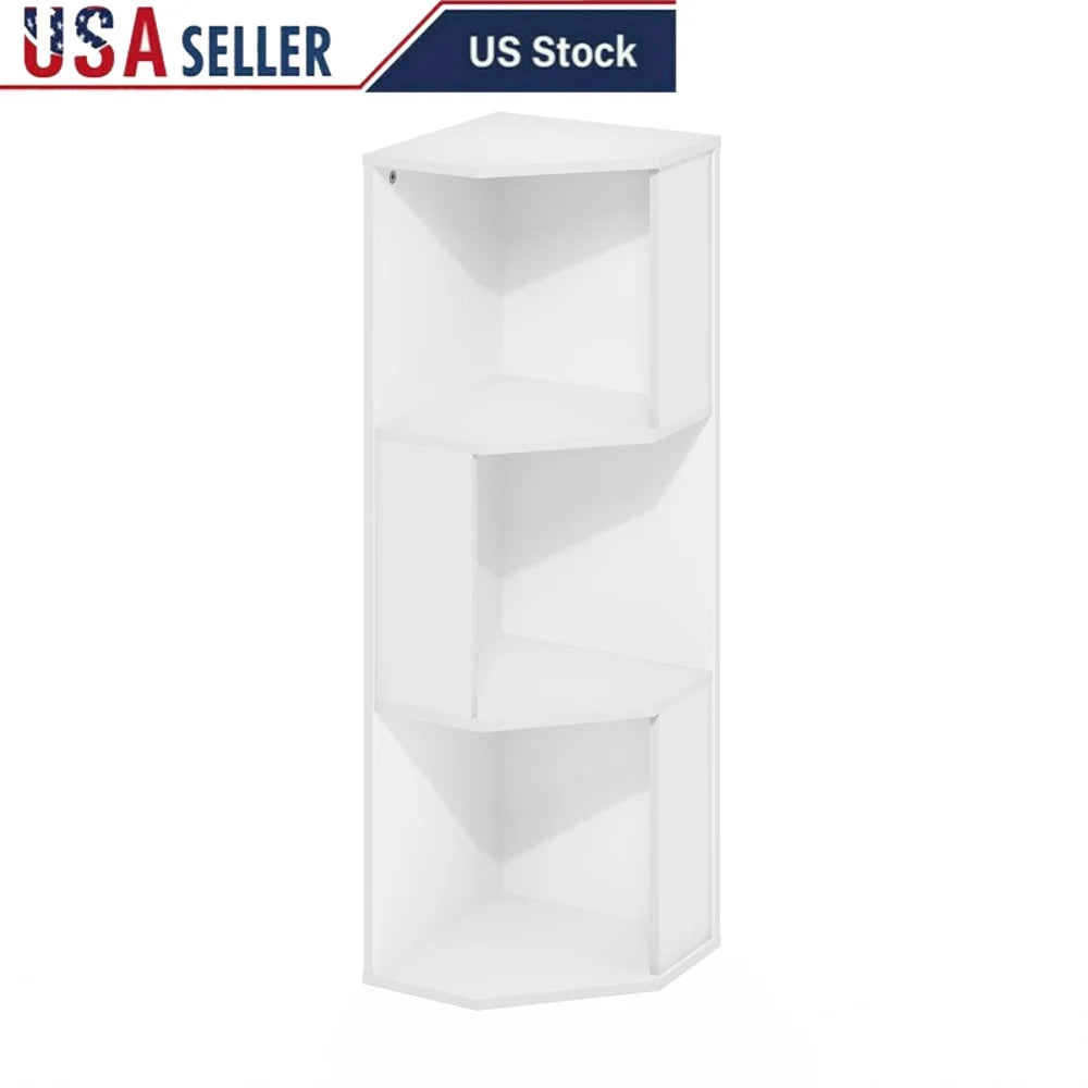 XMSJ 3-Tier Freestanding Corner Shelf Bookcase For Living Room