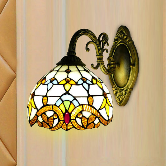Glass And Metal Vintage Baroque Rustproof Wall Lamp