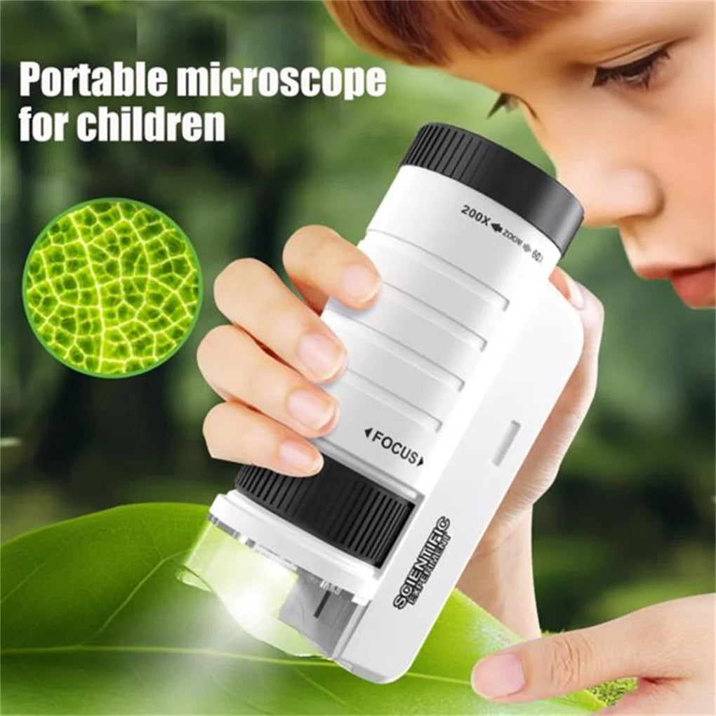 Children Handheld Microscope With LED Light Educational Kit