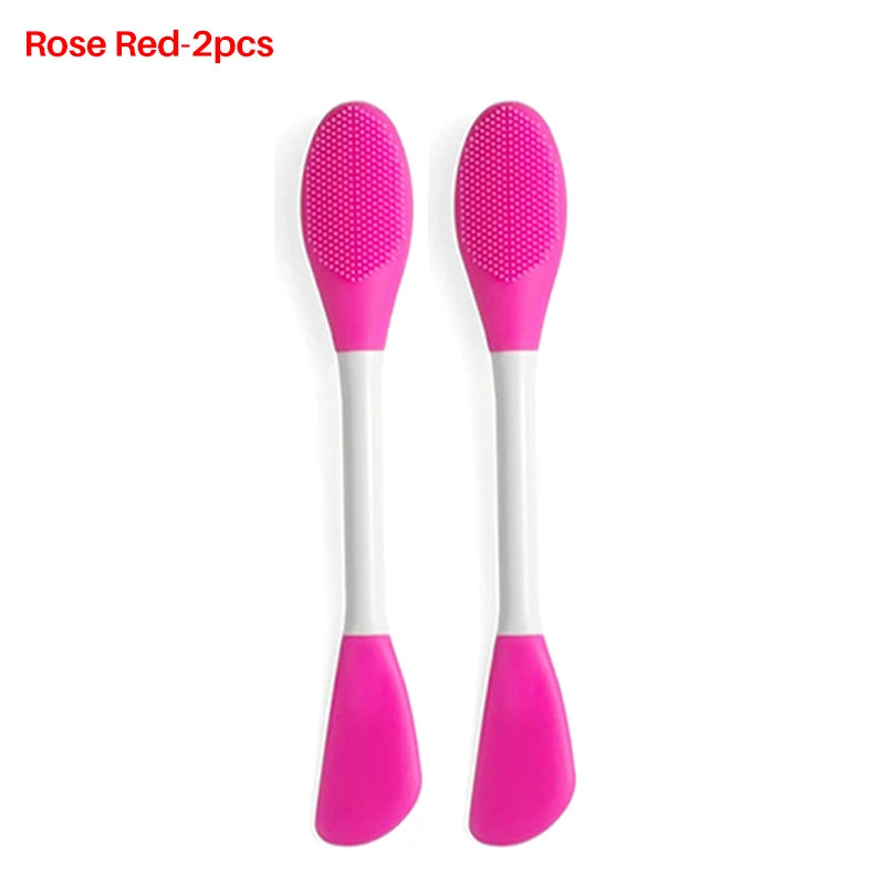 8/4/2pcs Silicone Face Mask Brush 2 in 1 Double-Head Manual Cleansing Brushes Facial Scrubber Mud Film Applicator Skin Care Tool